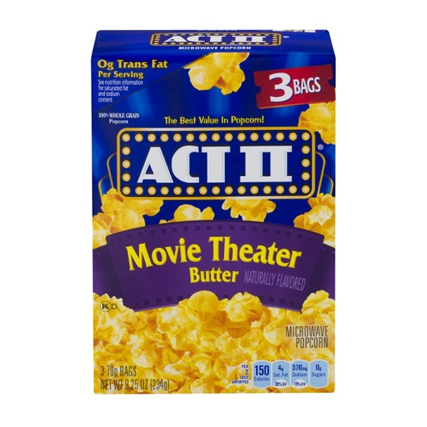 ACT II Movie Butter Popcorn, 3 ct
