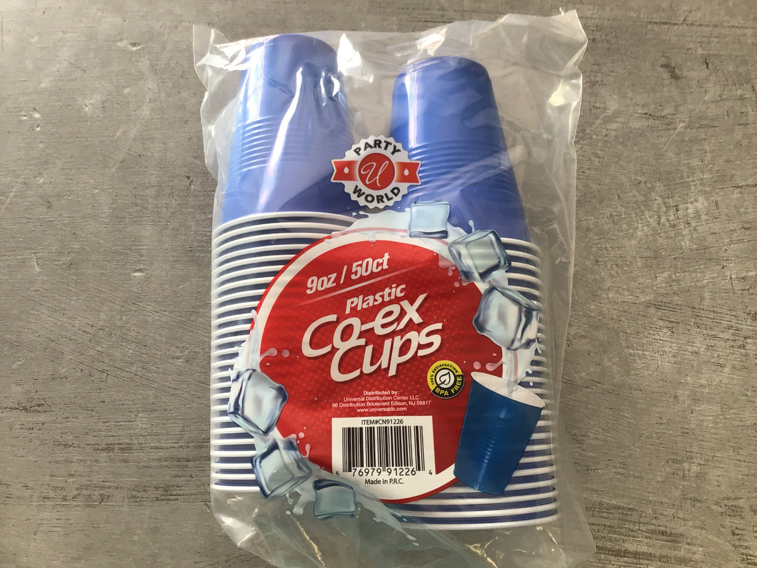 Cups plastic blue 9oz 50ct